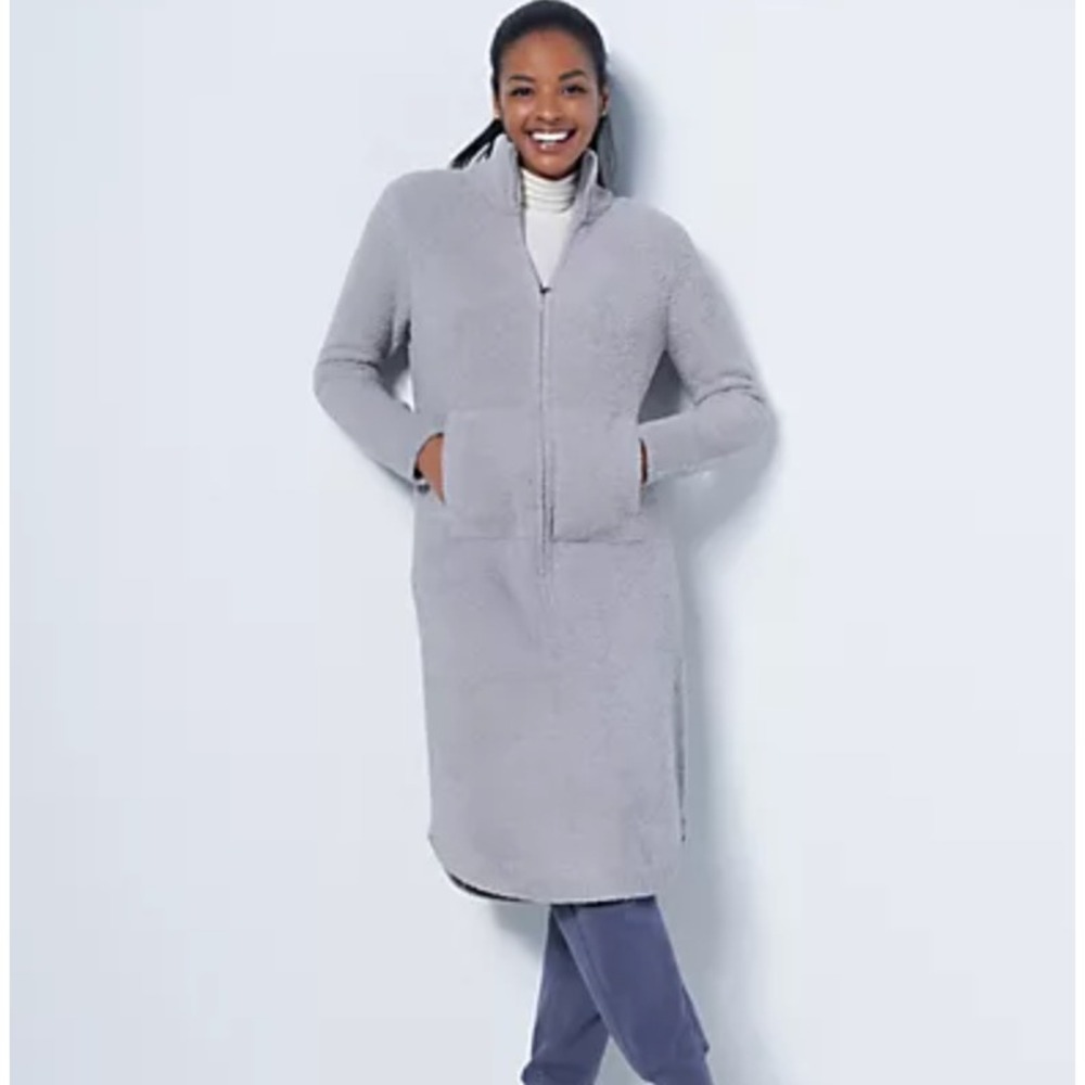 Barefoot Dreams CozyChic Half Zip Short Lounger in Gray sz L/XL